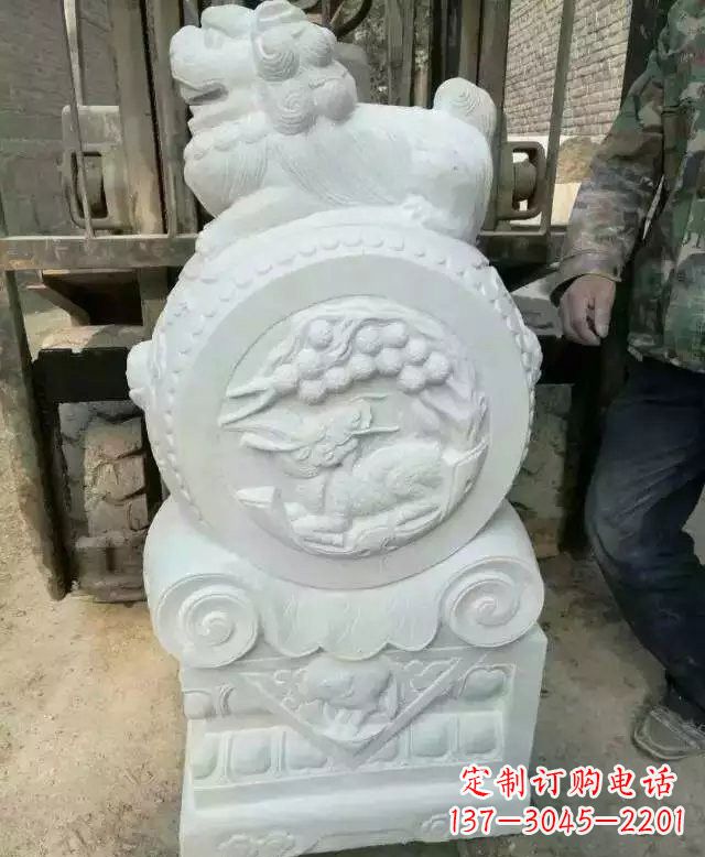 合肥中领雕塑出品,精雕细琢汉白玉狮子门墩
