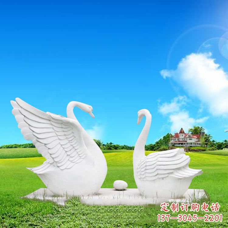 合肥精美石雕天鹅情侣动物雕塑摆件