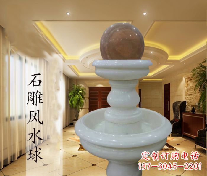 合肥尊贵精致的汉白玉双层风水球石雕