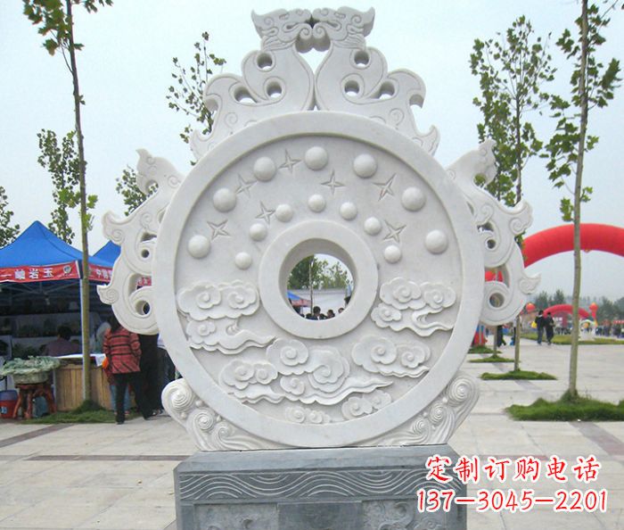 合肥精雕细琢汉白玉双龙石门墩雕塑