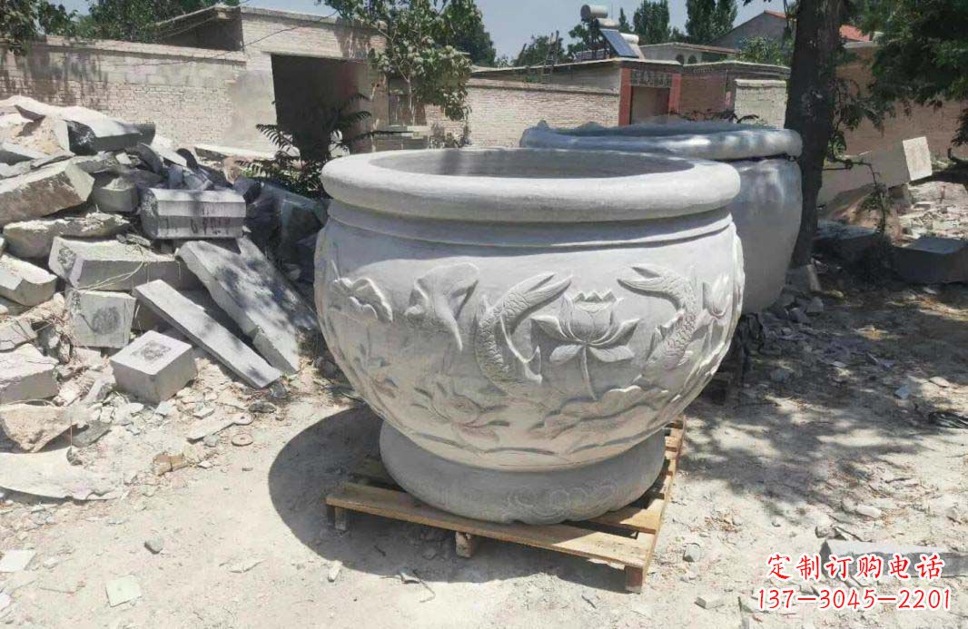 合肥汉白玉水缸,精美完美的雕刻纪念