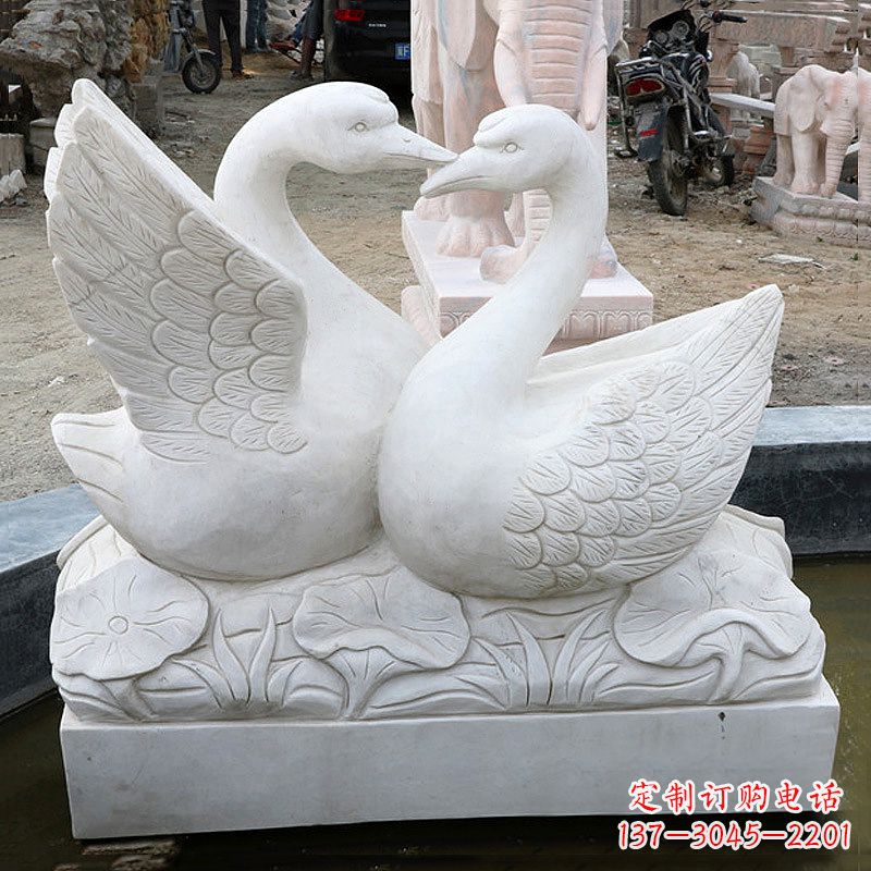 合肥精美绝伦的汉白玉天鹅石雕塑