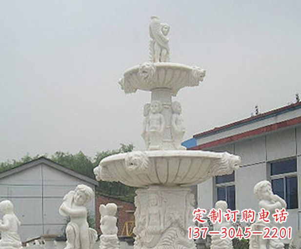 合肥汉白玉天使大型喷泉石雕