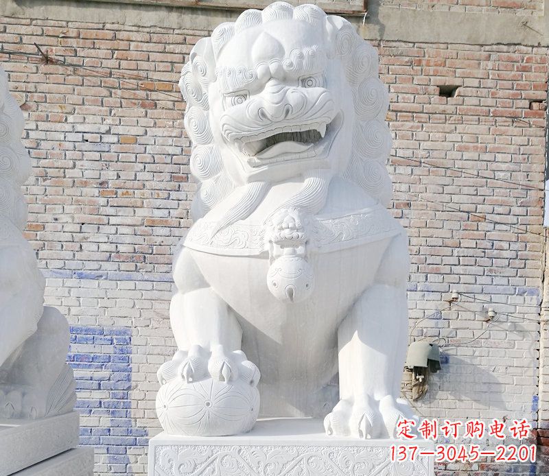 合肥汉白玉庭院狮子门墩
