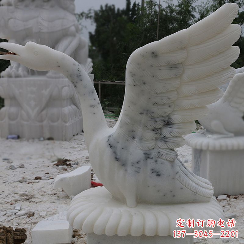 合肥汉白玉吐水天鹅石雕