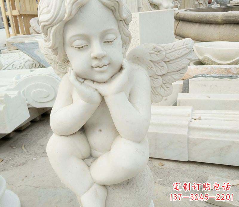 合肥汉白玉小天使西方儿童石雕,让孩子们拥有属于自己的天使