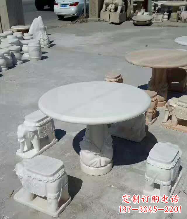 合肥百变汉白玉圆形石桌凳,让家居更具格调