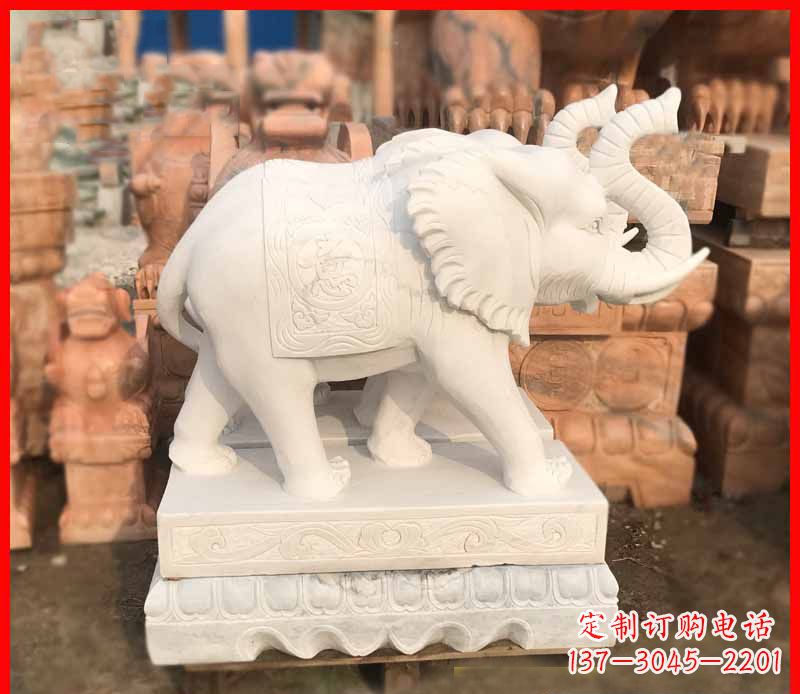 合肥汉白玉招财大象石雕 (4)