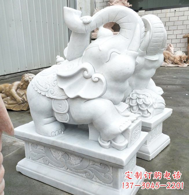 合肥汉白玉招财运小象雕塑