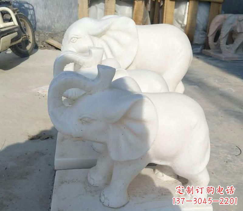 合肥高端汉白玉招财小象雕塑