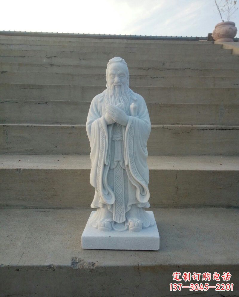 合肥汉白玉孔子石雕,雕刻传承千百年文明