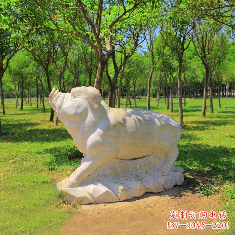 合肥传统十二生肖精美手工猪石雕动物雕塑