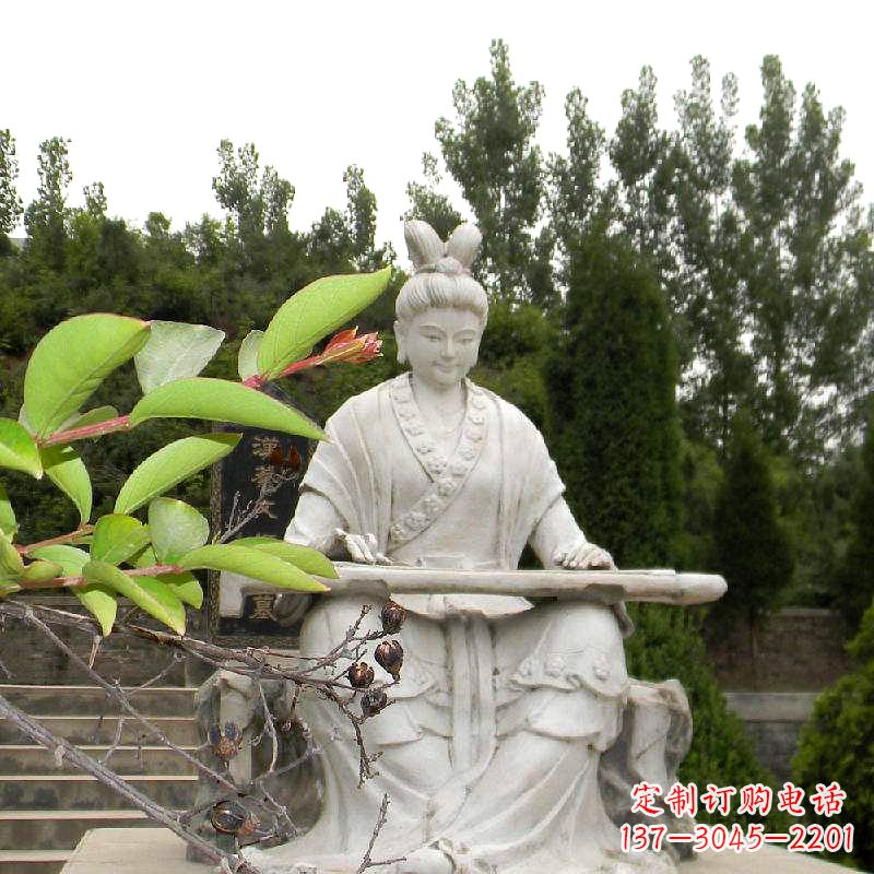 合肥汉末才女蔡文姬弹琴石雕塑-景区园林历史名人雕像