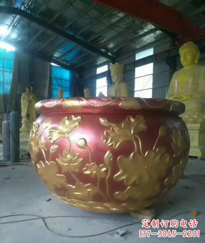 合肥荷花水缸铜雕塑,高雅奢华!