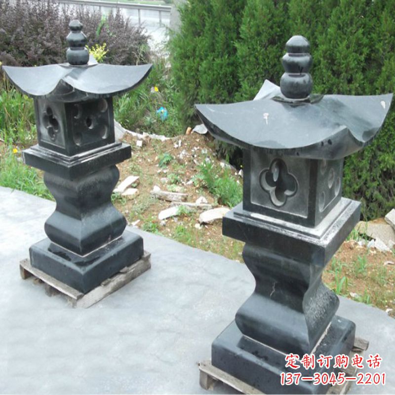 合肥黑曜石中式石雕灯笼
