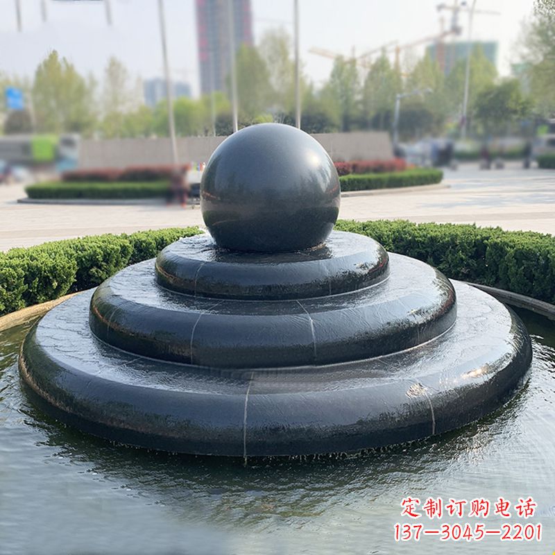 合肥黑曜石风水球城市广场水景喷泉雕塑