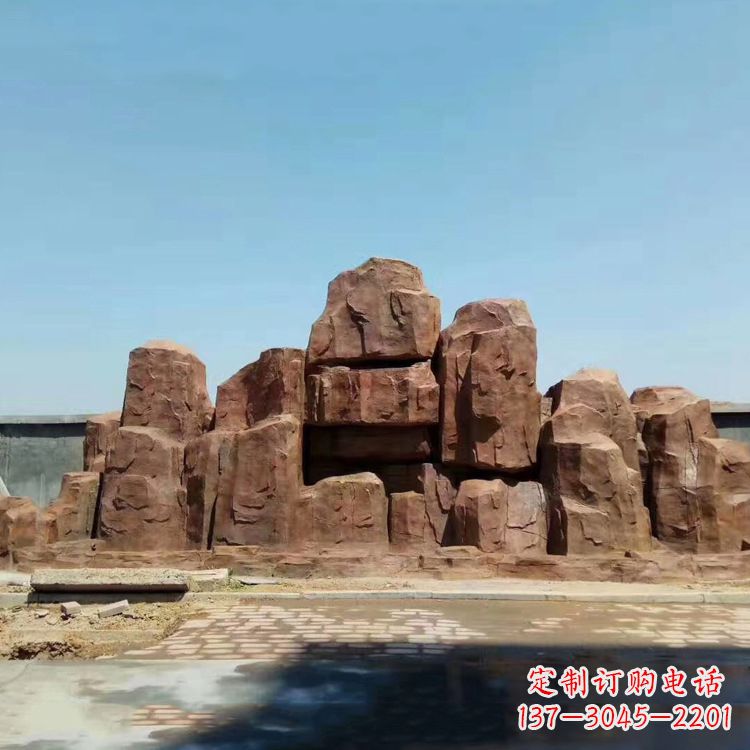 合肥假山雕塑,红色塑石精美制作