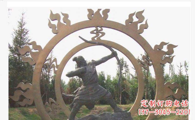 合肥后羿射日玻璃钢仿铜人物雕塑