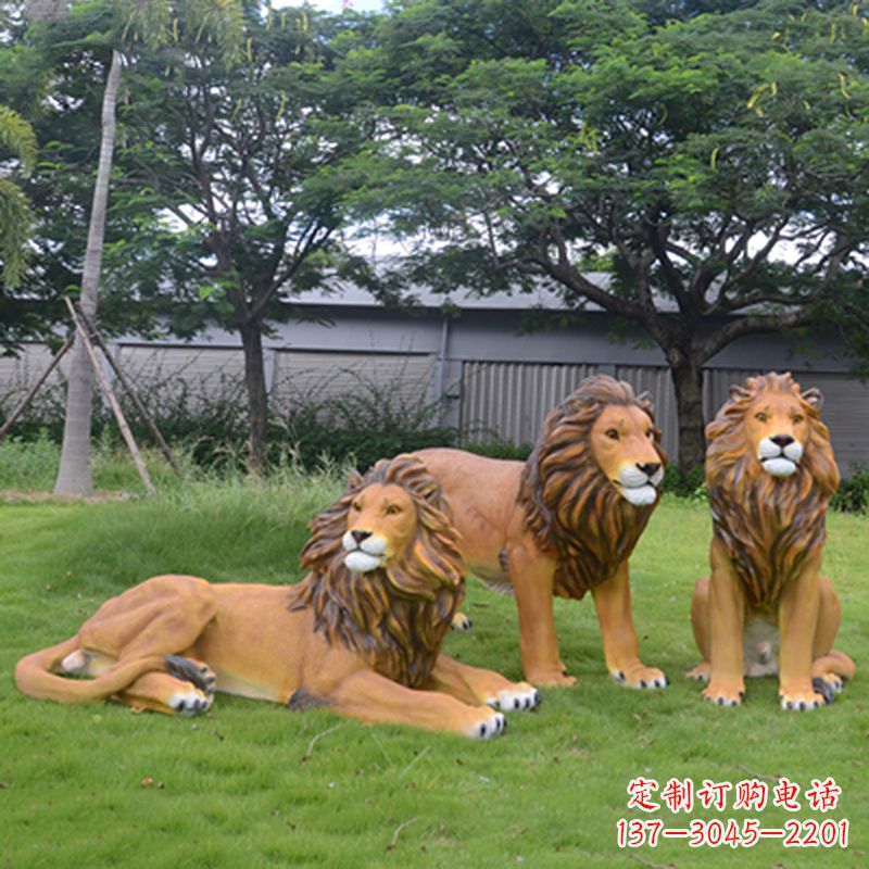 合肥把公园里的斗勇气释放出来--领雕金刚户外仿真狮子雕塑