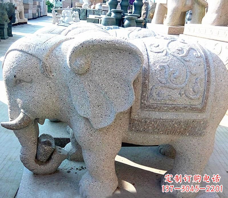 合肥花岗岩元宝大象石雕,雕刻古典且充满质感