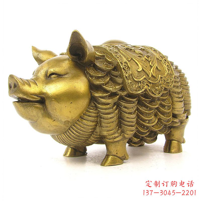 合肥黄铜金猪招财雕塑摆件-企业商场风水招财动物美陈