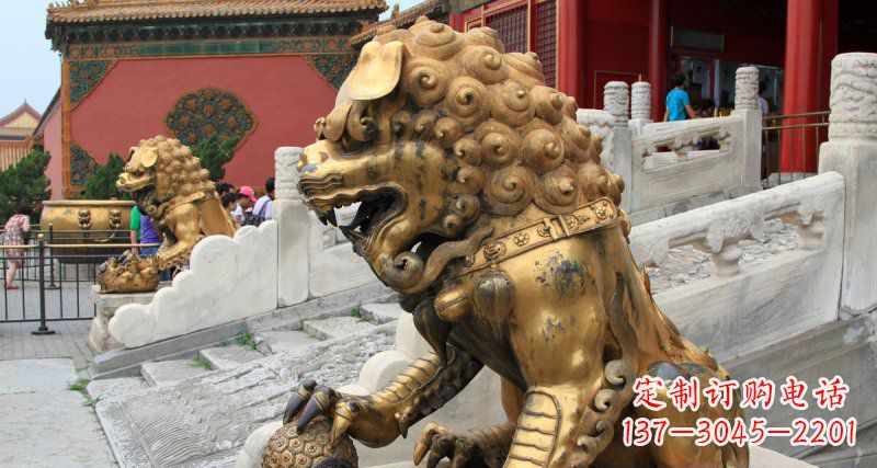 合肥黄铜狮子故宫狮雕塑,高端定制艺术品