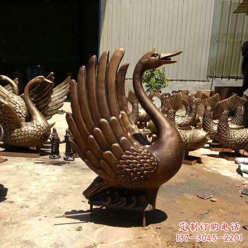 合肥精美黄铜天鹅雕塑中领雕塑的精美黄铜天鹅雕…