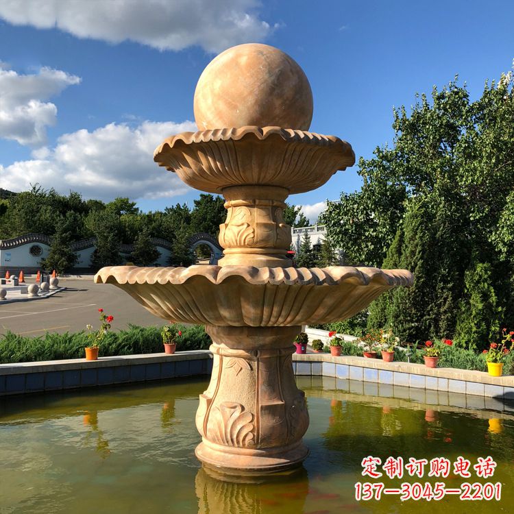 合肥经典黄锈石喷泉装饰雕塑