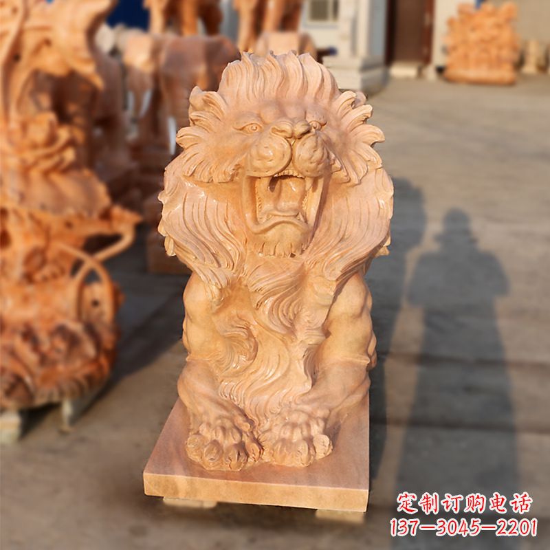 合肥象征力量的汇丰狮子红石雕