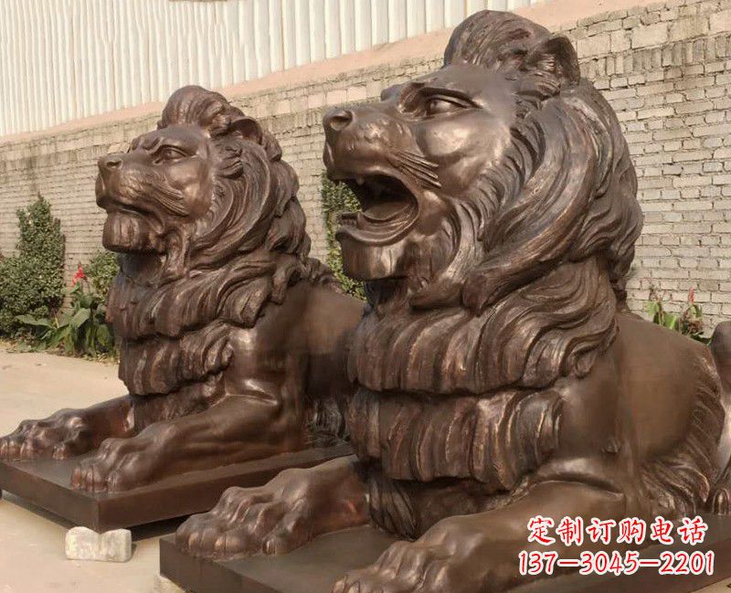合肥汇丰铜雕狮子,威武雄壮