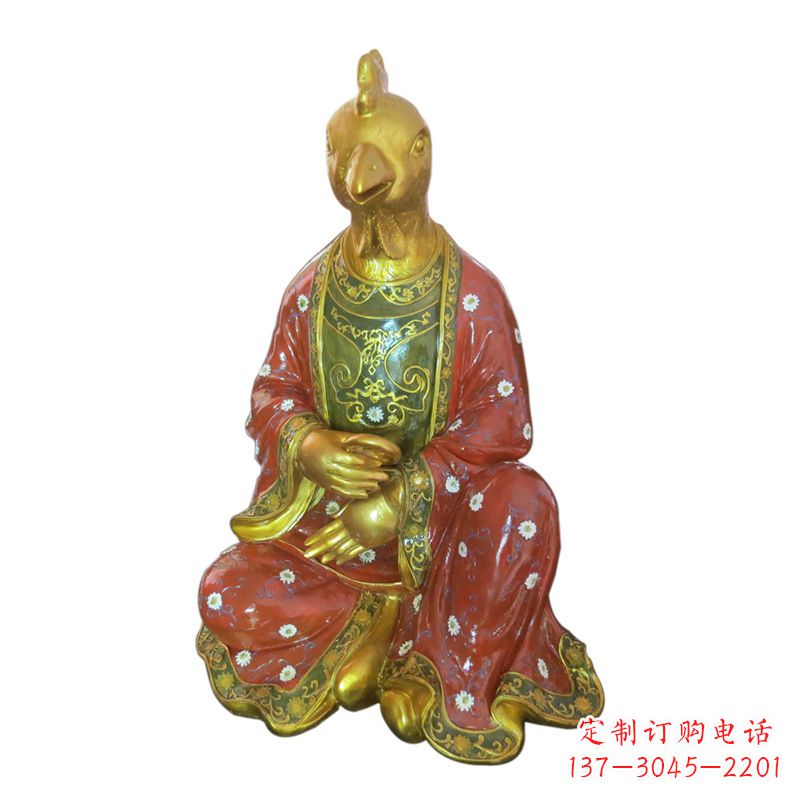 合肥鸡-玻璃钢彩绘生肖雕塑