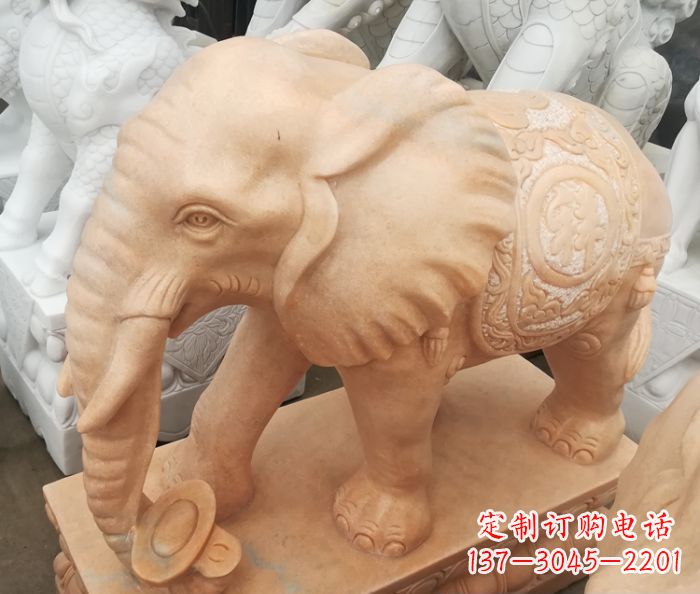 合肥吉祥如意大象晚霞红门口石雕 (6)