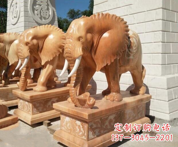 合肥吉祥如意大象晚霞红门口石雕 (3)