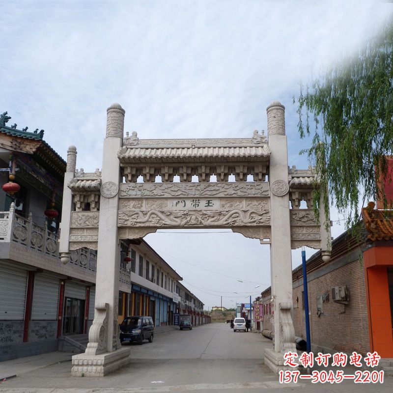 合肥精美的汉白玉门石牌坊雕塑