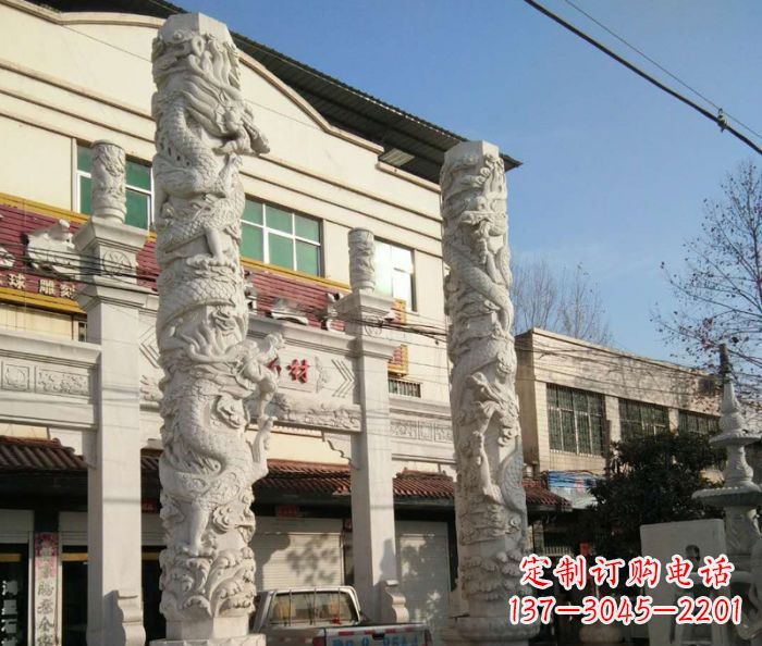 合肥汇聚古灵神韵的大理石龙柱雕塑