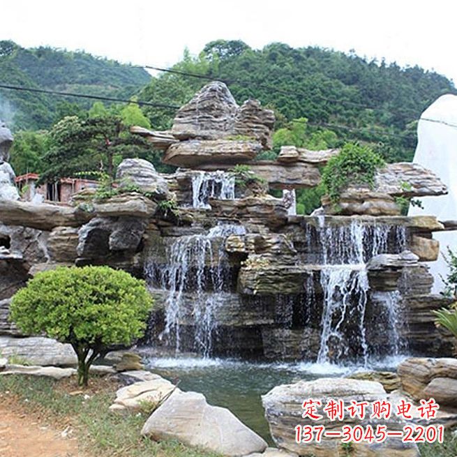 合肥领雕塑让您的景区更精彩——奇石流水假山雕塑