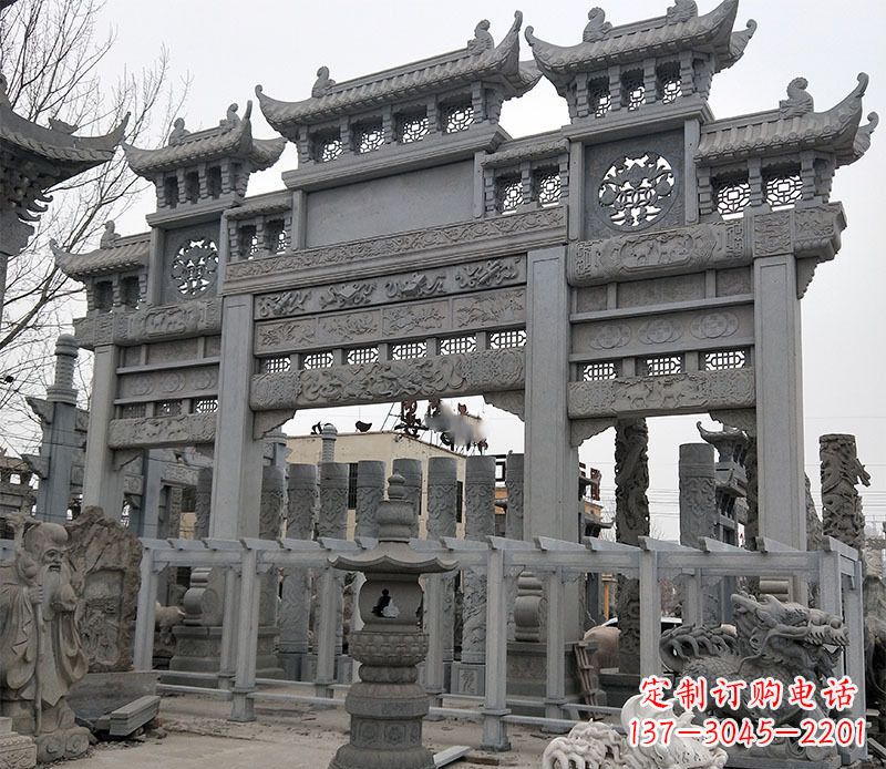 合肥京中领雕塑:牌坊石雕定制