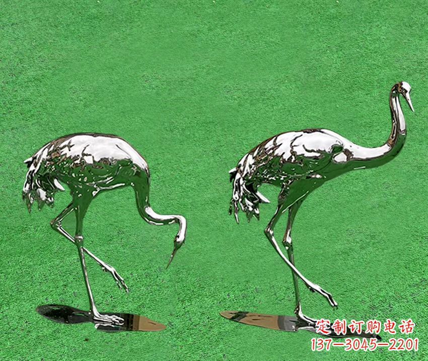 合肥精美镜面不锈钢动物鹤雕塑