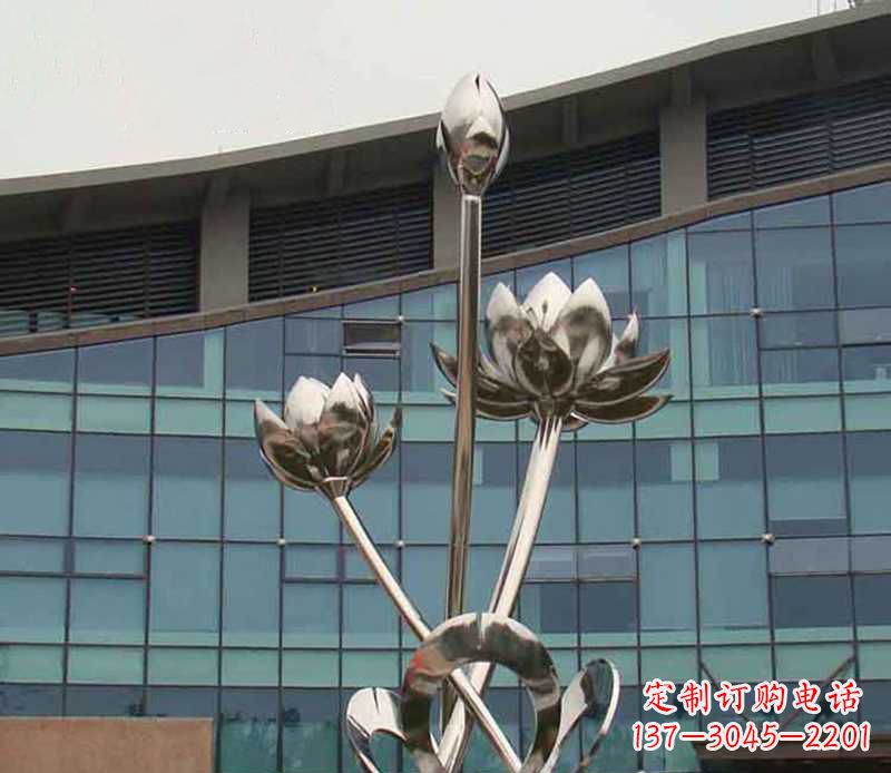 合肥优质镜面不锈钢荷花塑像
