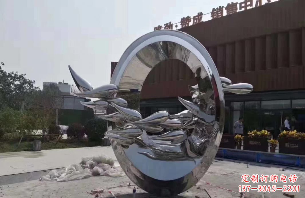 合肥镜面不锈钢鲤鱼跃龙门雕塑