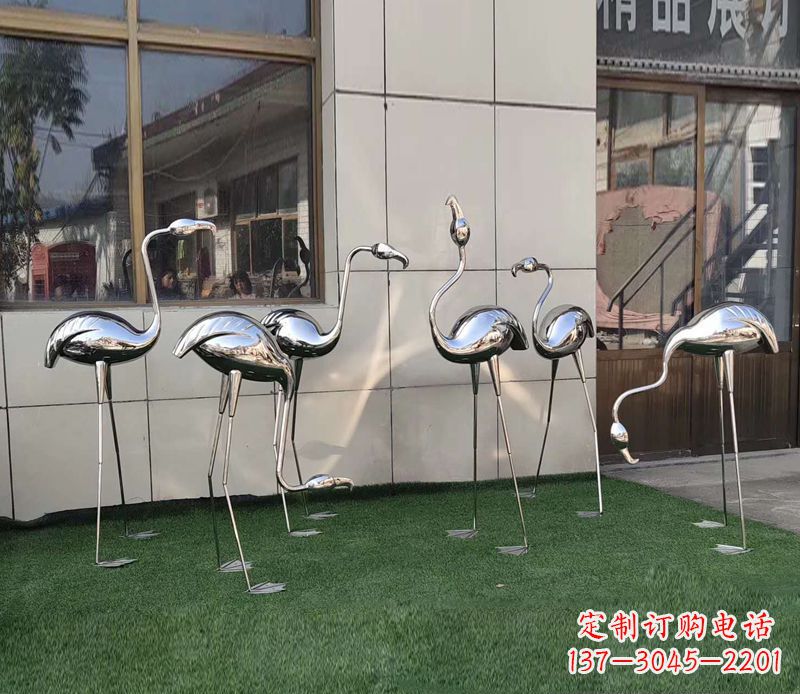 合肥镜面不锈钢小区仙鹤雕塑