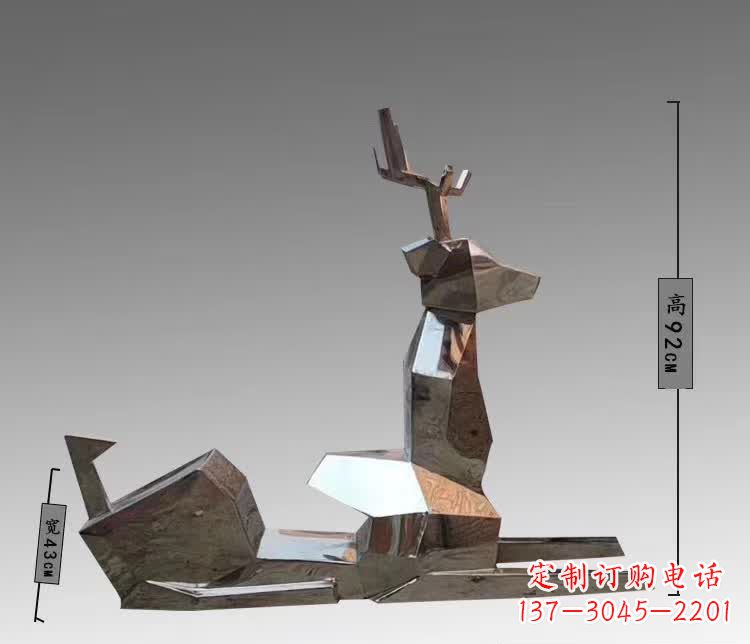 合肥镜面抽象梅花鹿不锈钢雕塑