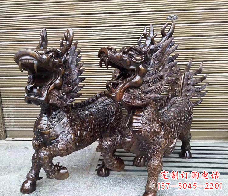 合肥中领雕塑:专业定制酒店门口招财麒麟铜雕