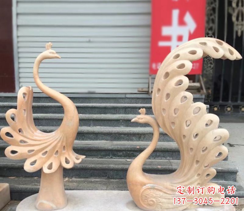 合肥孔雀石雕园林景观摆件