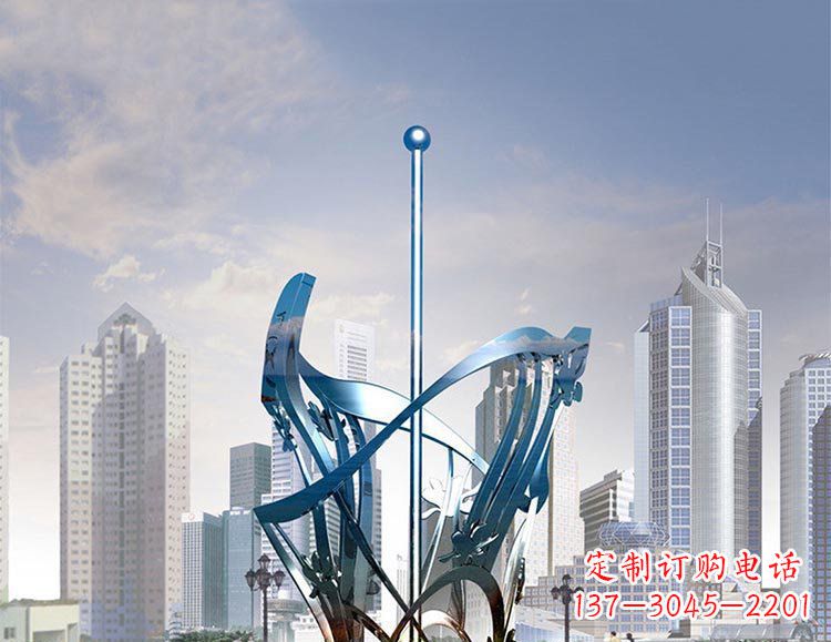 合肥蓝色抽象创意镂空不锈钢景观雕塑