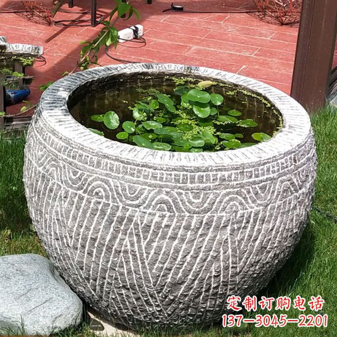 合肥老青石花盆雕塑:独特的家居艺术装饰