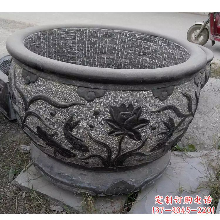 合肥传统宁波老青石水缸雕塑