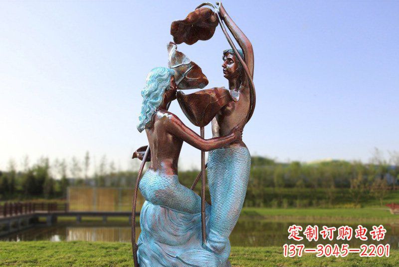 合肥流水摆件美人鱼铜雕