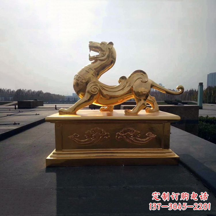 合肥引领神兽,虎魂鎏金铜雕