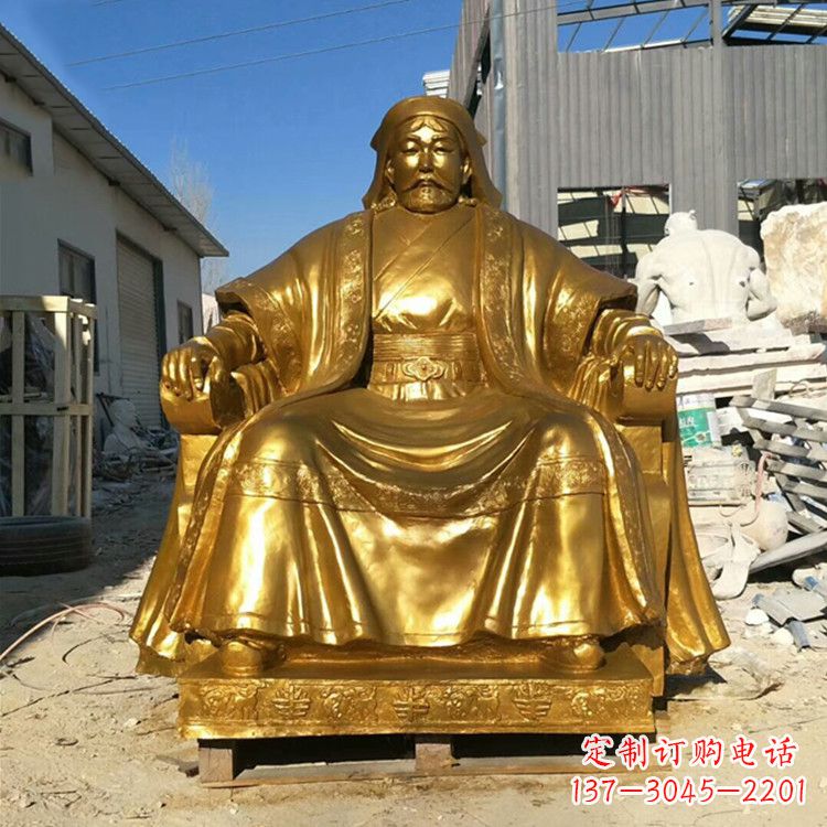 合肥精美鎏金成吉思汗雕像,铸就历史精神
